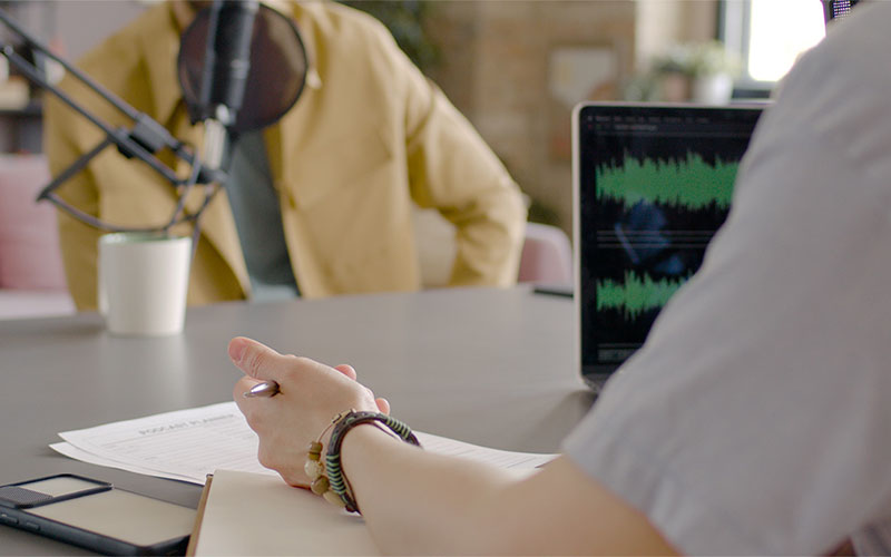 registrazione di un podcast sanitario